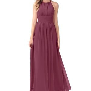 Azazie Bonnie Mulberry Floor-Length Chiffon Dress